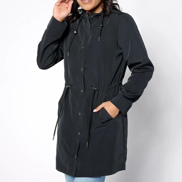 Susan Graver Black Water Resistant Anorak Jacket with Hood Size 5X - Picture 1 of 9